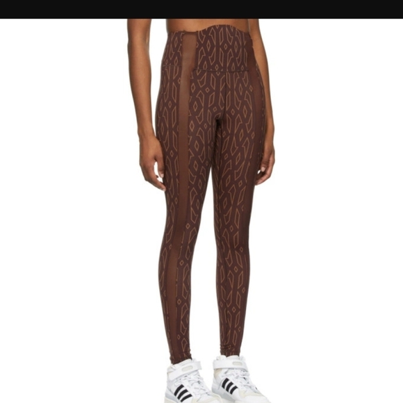 adidas x IVY PARK Burgundy Monogram Sheer Panel Leggings XS - Picture 2 of 9